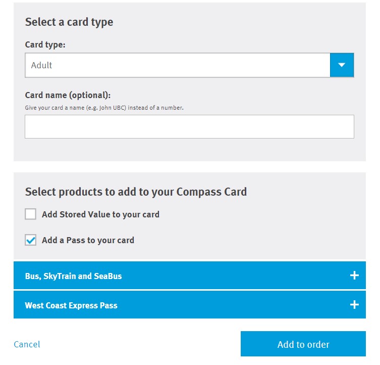Purchase-Buy-Order-Compass Card Canada